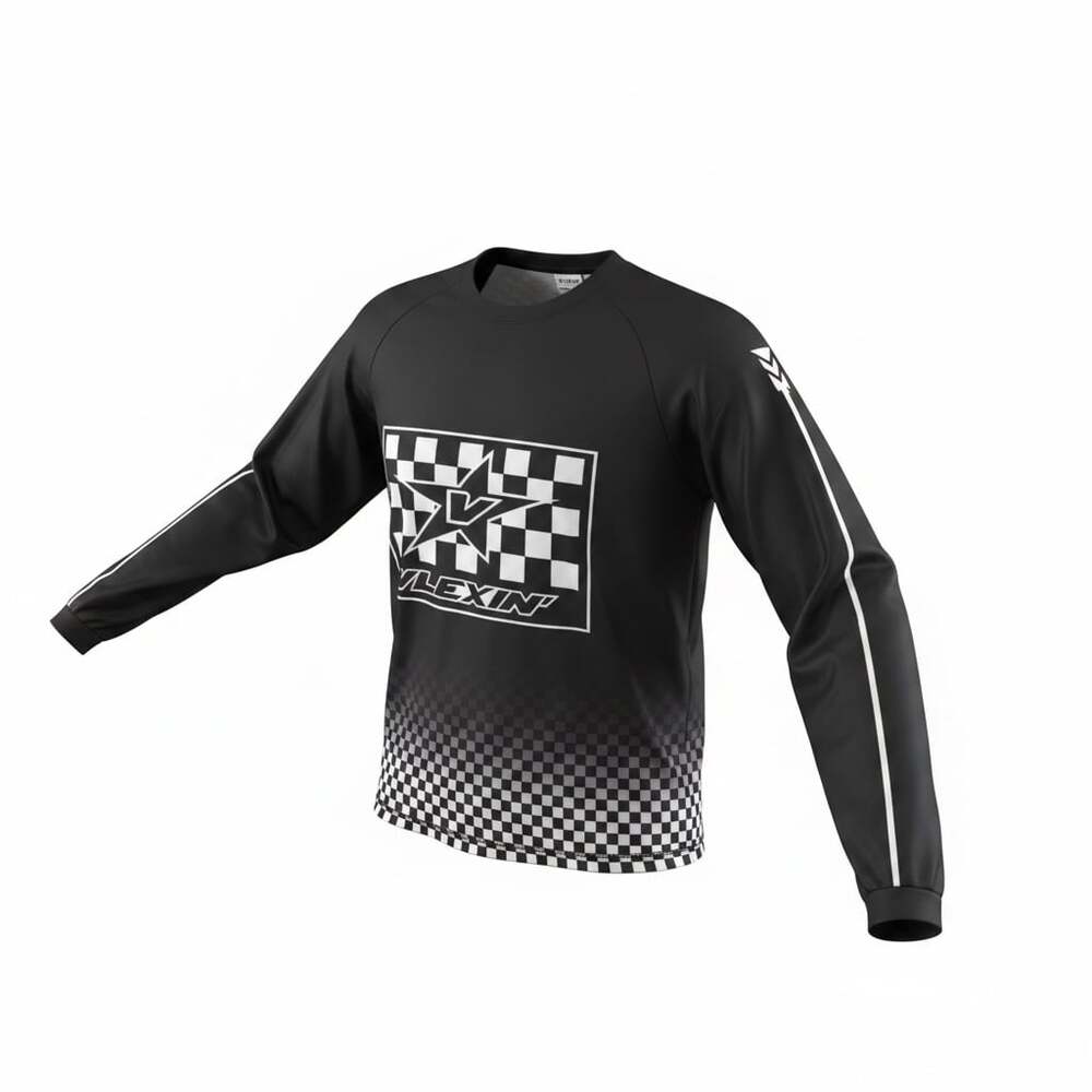 Vlexin Racing Long Sleeve Jersey Black Checkered Size XL